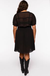 BLACK Plus Size Chiffon Puff-Sleeve Mini Dress, image 3