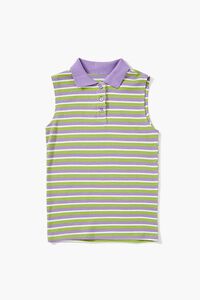 GREEN/MULTI Girls Striped Polo Shirt (Kids), image 1