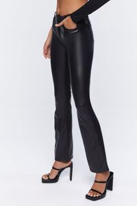 Faux Leather Flare Pants, image 3