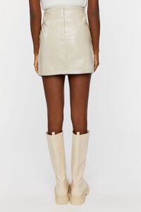 BEIGE Faux Leather Lace-Up Mini Skirt, image 4