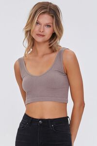 CAPPUCCINO Seamless Ribbed Knit Halter Top, image 1