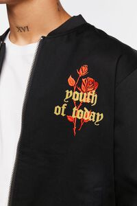 BLACK/MULTI Embroidered Rose Bomber Jacket, image 6