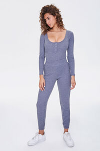 Ribbed Knit Henley Bodysuit, image 4