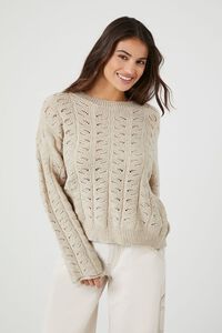 BEIGE Open-Knit Drop-Sleeve Sweater, image 1