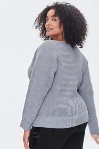 HEATHER GREY Plus Size Ribbed Knit Sweater, image 3