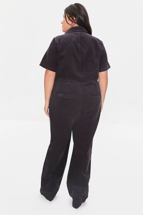 BLACK Plus Size Corduroy Zip-Up Jumpsuit, image 4