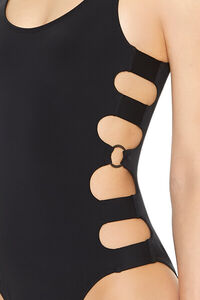 BLACK Cutout O-Ring One-Piece Swimsuit, image 6