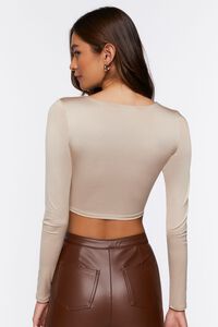 TAUPE Long-Sleeve Crop Top, image 3