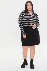 BLACK Plus Size Corduroy Mini Skirt, image 5