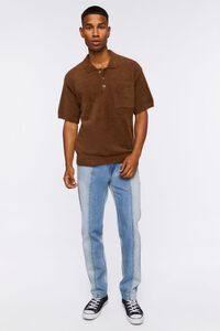 BROWN Fuzzy Knit Polo Shirt, image 4