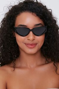 BLACK/BLACK Wide Cat-Eye Sunglasses, image 2