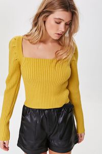 MUSTARD Ribbed Self-Tie Fitted Sweater, image 1