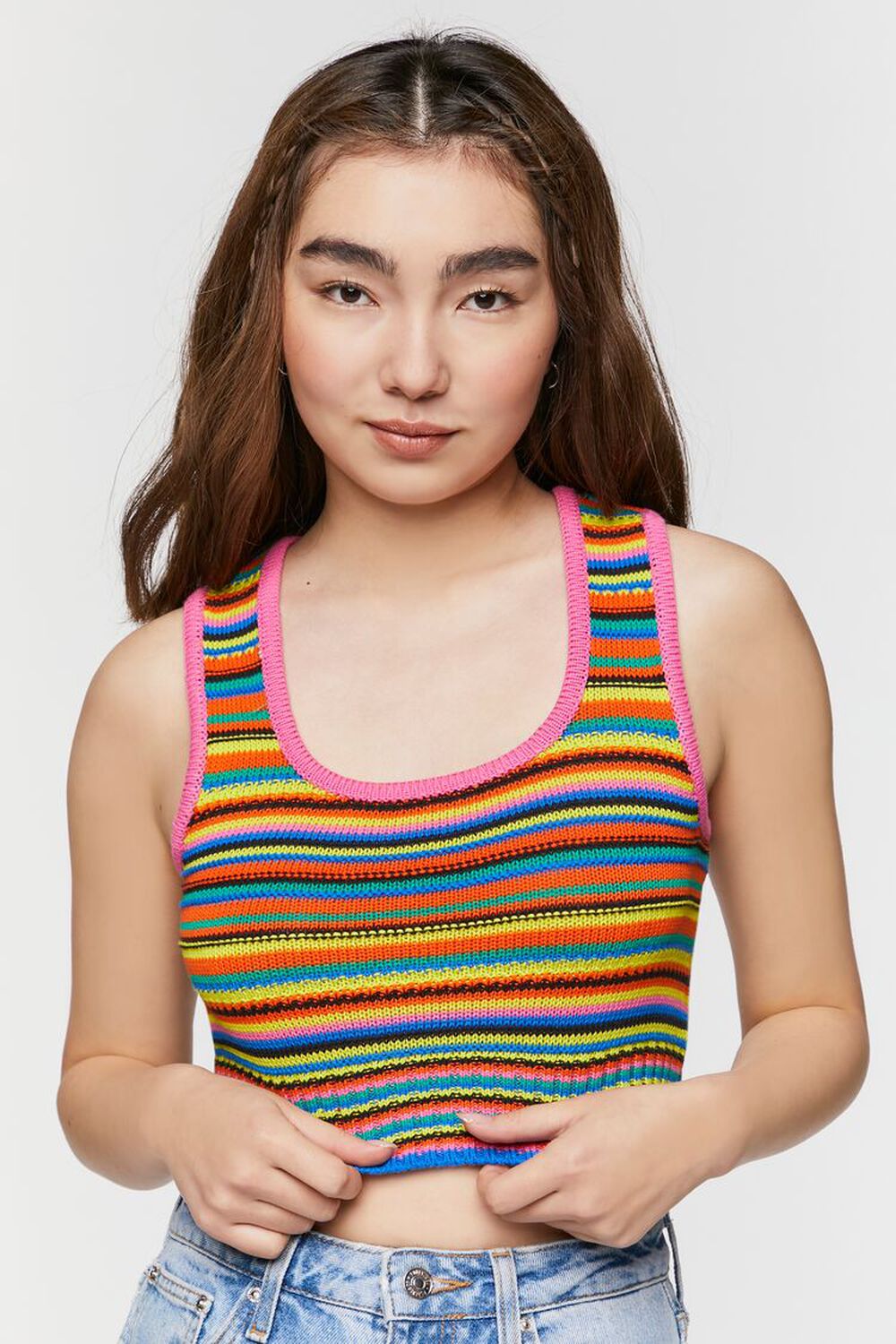 Striped Sweater-Knit Tank Top