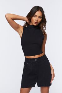 BLACK Twill Mini Skirt, image 1