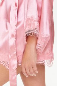 PINK Satin Lace-Trim Robe, image 6