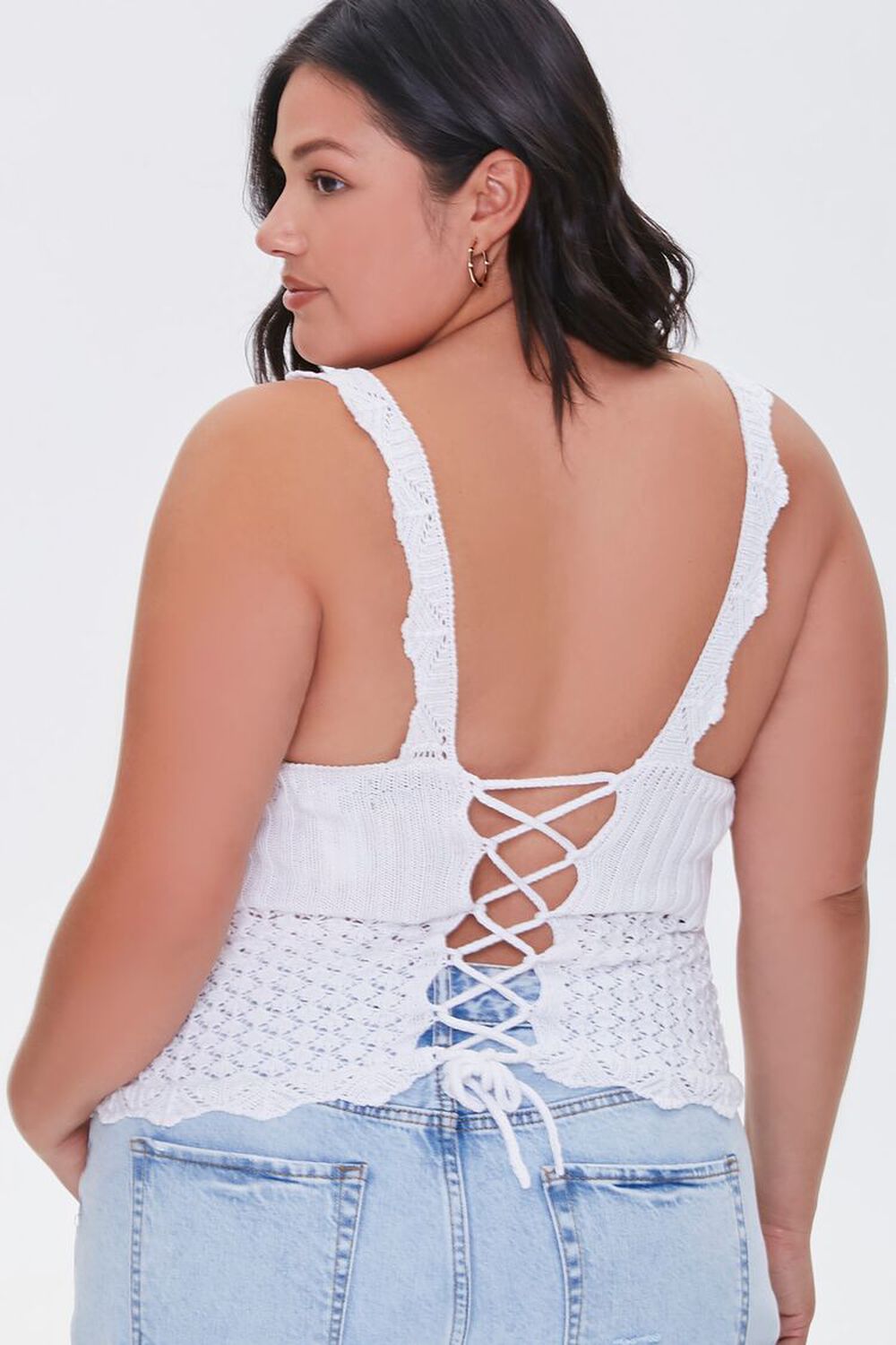 WHITE Plus Size Crochet Crop Top, image 3