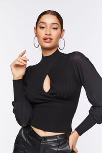 BLACK Cutout Sweater-Knit Top, image 1
