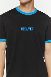 BLACK/AQUA Embroidered Dreamer Ringer Tee, image 5