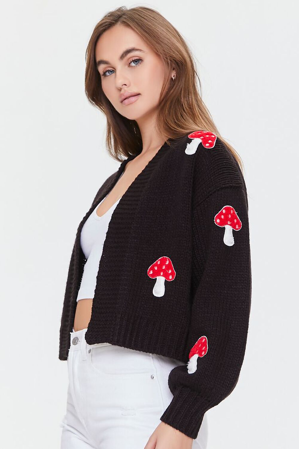 BLACK/MULTI Mushroom Cardigan Sweater, image 2