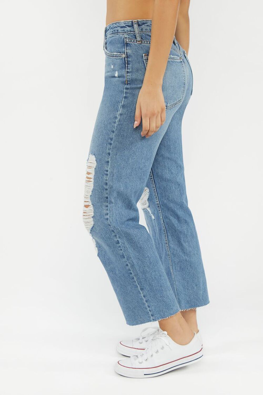 Recycled Cotton Distressed Mid-Rise Baggy Jeans, image 3