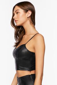 BLACK Faux Leather Sweetheart Cropped Cami, image 2