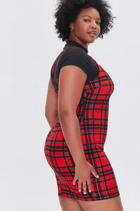 RED/BLACK Plus Size Plaid Pinafore Dress, image 2