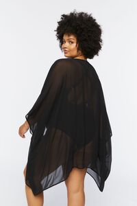 BLACK Plus Size Mesh Swim Cover-Up Kimono, image 3