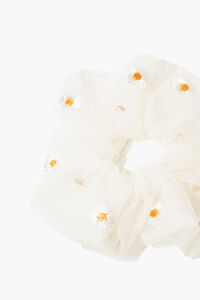 WHITE/MULTI Embroidered Daisy Floral Scrunchie, image 2