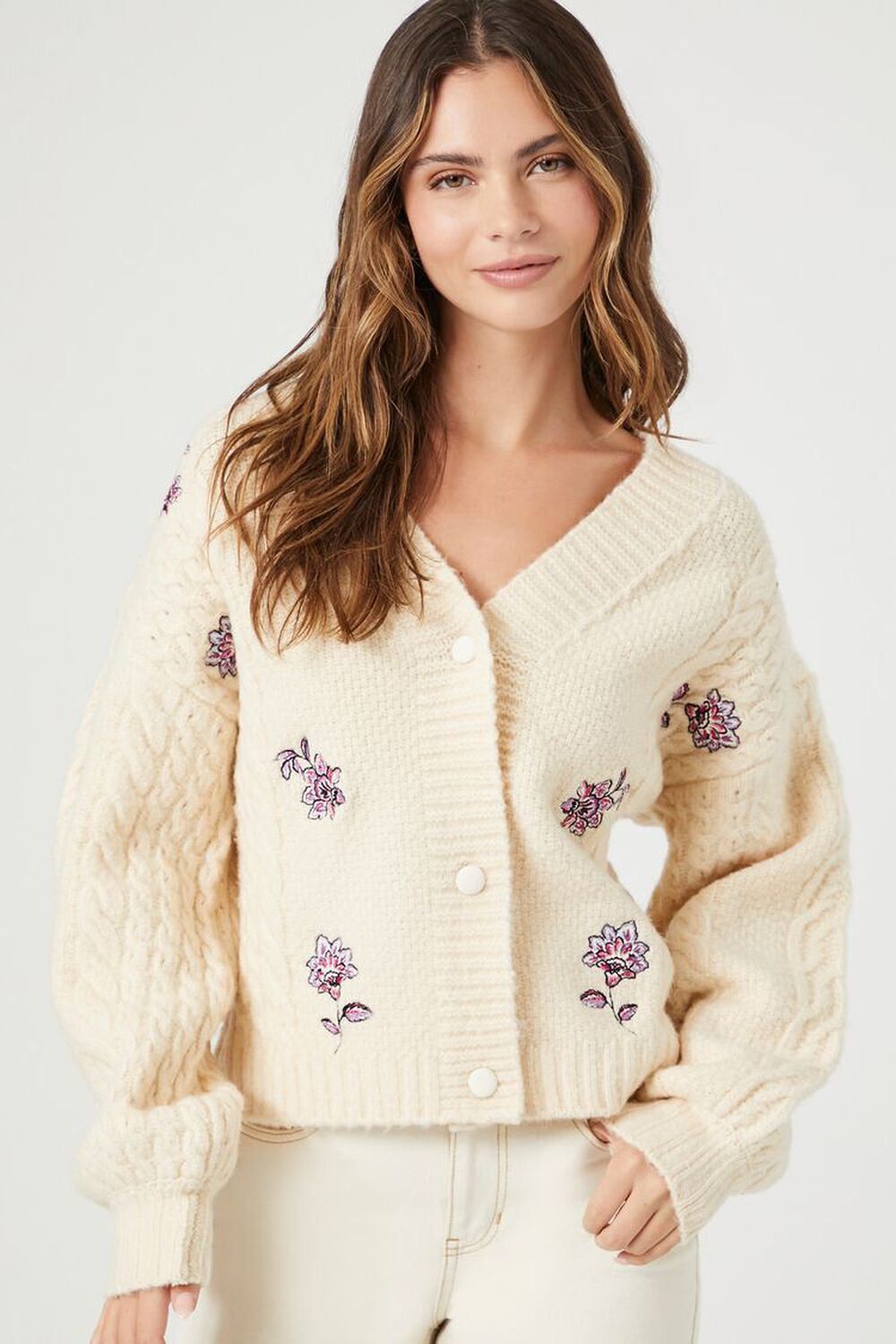 Floral Embroidered Cardigan Sweater
