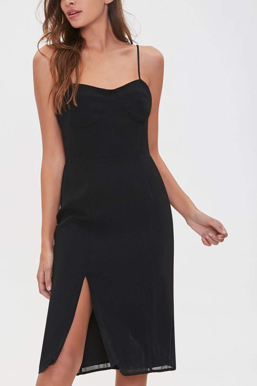 BLACK Chiffon Mini Cami Dress, image 1