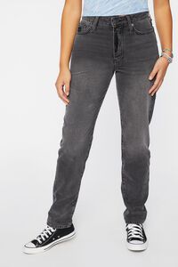 BLACK Distressed Long High-Rise Mom Jeans, image 2
