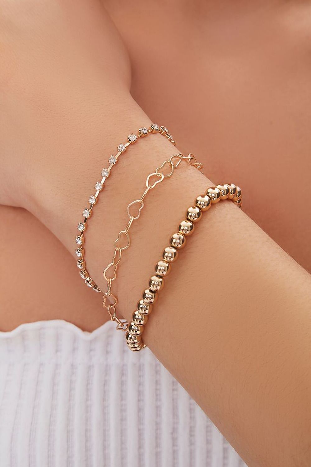 GOLD Heart Chain Bracelet Set, image 1