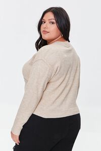 OATMEAL Plus Size Cropped Cardigan Sweater, image 3