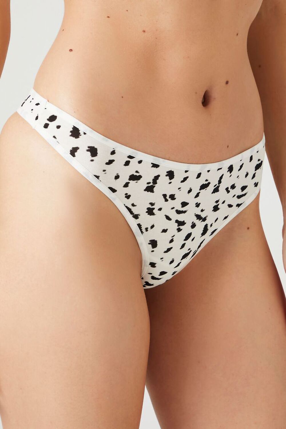 WHITE/MULTI Cheetah Print Thong Panties, image 3