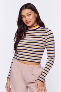 Striped Cutout Sweater-Knit Top, image 1