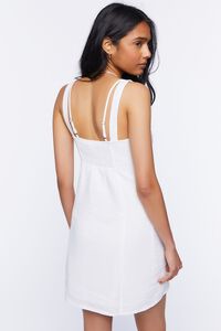 WHITE Linen-Blend Tie-Front Mini Dress, image 3