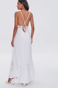 WHITE Crochet-Trim Lace-Up Maxi Dress, image 3