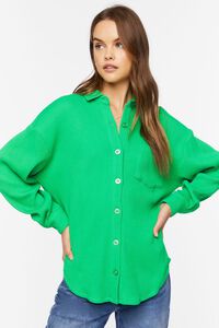 GREEN Waffle Knit Drop-Sleeve Shirt, image 1