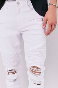 WHITE Distressed Moto Skinny Jeans, image 5