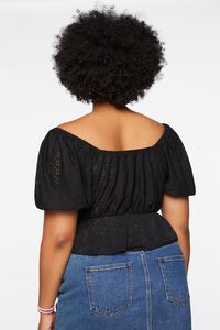 BLACK Plus Size Embroidered Floral Crop Top, image 3