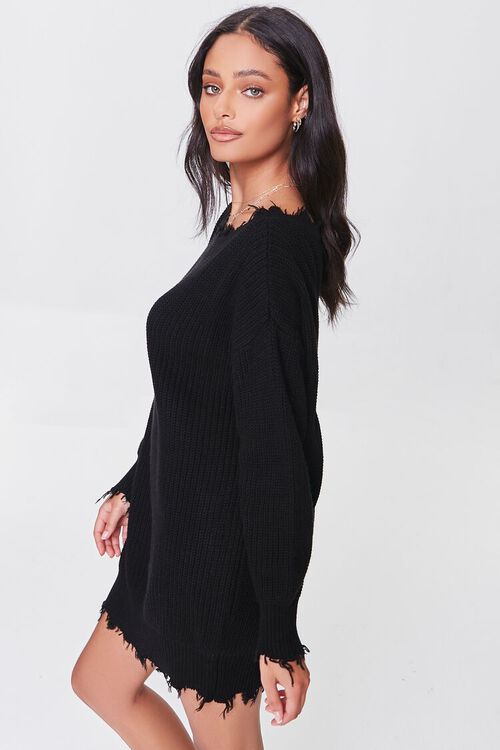 BLACK Distressed Mini Sweater Dress, image 2