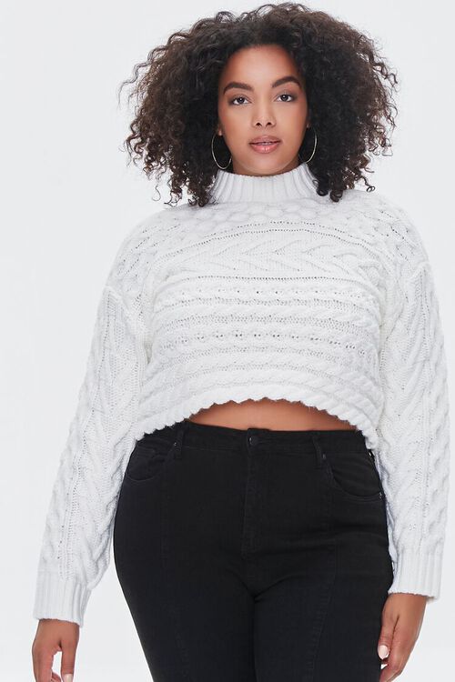 CREAM Plus Size Cable Knit Sweater, image 1