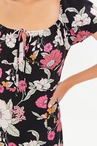 BLACK/MULTI Floral Print Midi Dress, image 5