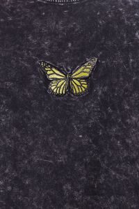 CHARCOAL/YELLOW Butterfly Embroidered Graphic Tee, image 5