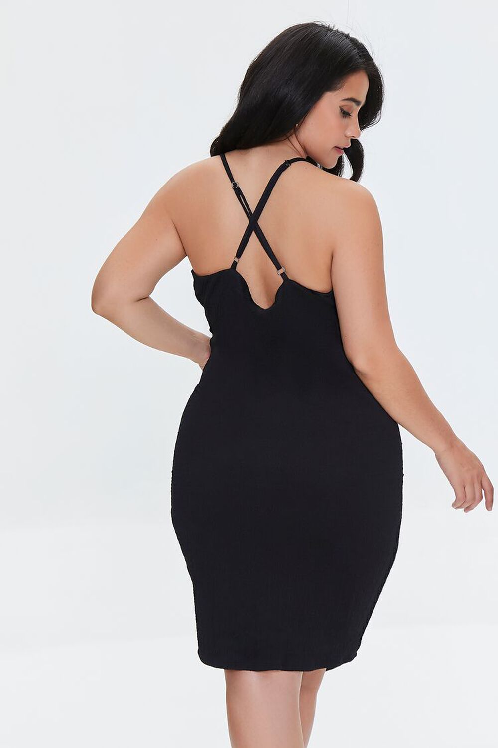 BLACK Plus Size Ruched Mini Dress, image 3