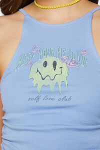 BLUE/MULTI Self Love Club Graphic Ruched Cami, image 5