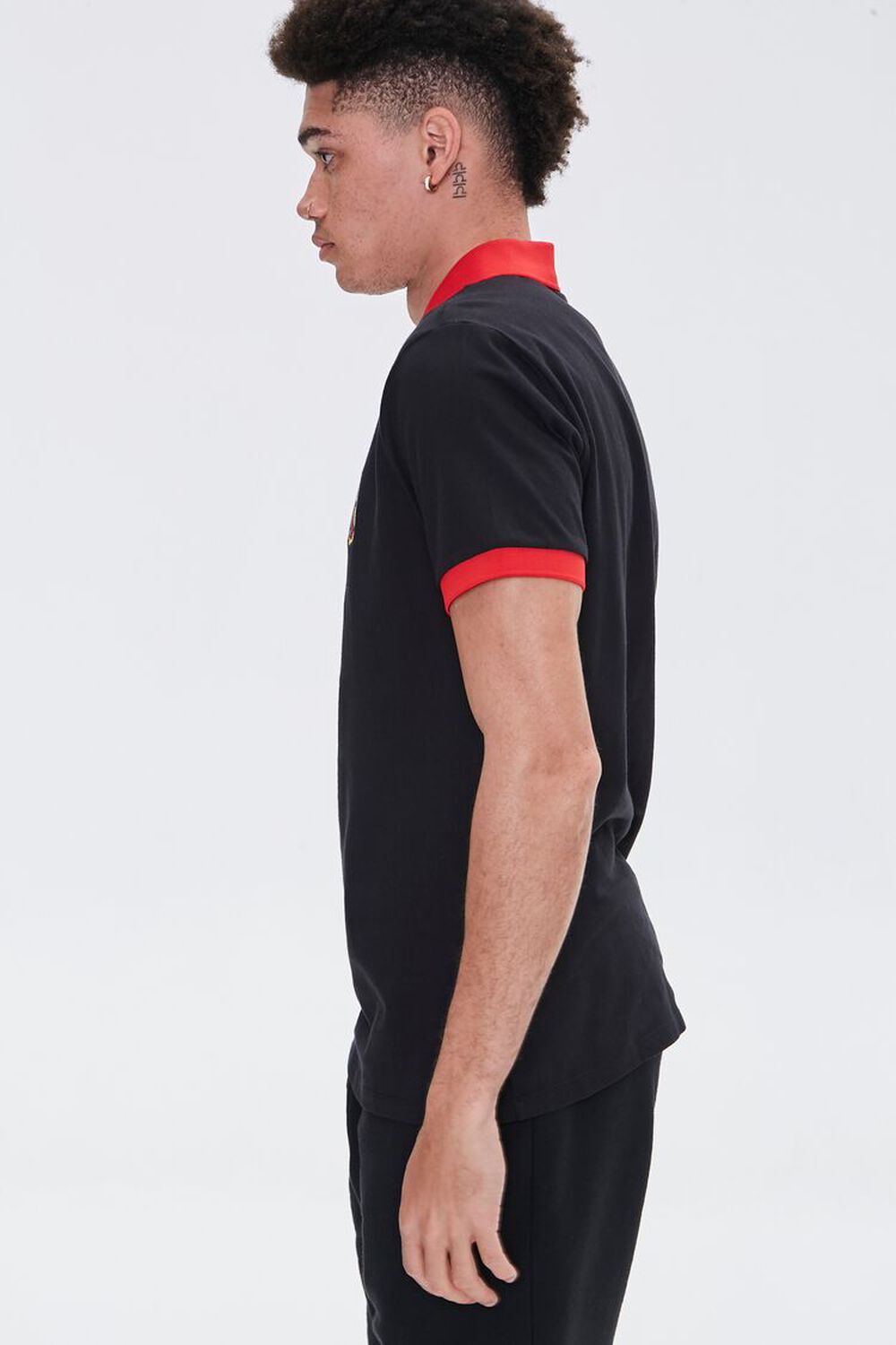 BLACK/RED Guadalupe Embroidered Graphic Polo, image 2