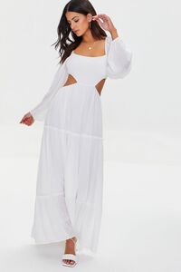 WHITE Cutout Maxi Peasant Dress, image 1