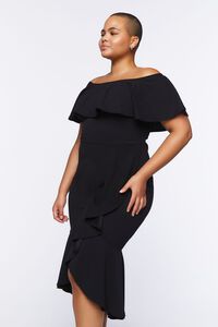 BLACK Plus Size Flounce Midi Dress, image 2