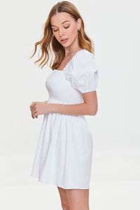 WHITE Smocked Puff Sleeve Mini Dress, image 2